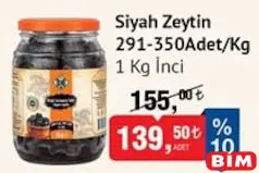İNCİ SİYAH ZEYTİN 291-350 ADET/KG 1 KG